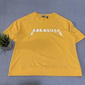 Parasuco Graphic Logo T-Shirt Yellow Short Sleeve Cotton Mens Size Medium